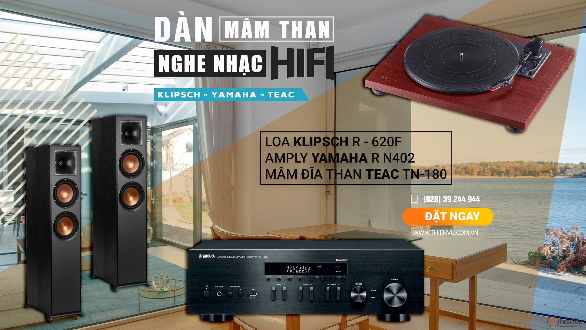 dàn nghe nhạc mâm than Klipsch R-620F- yamaha RN402- Teac TN-180BT