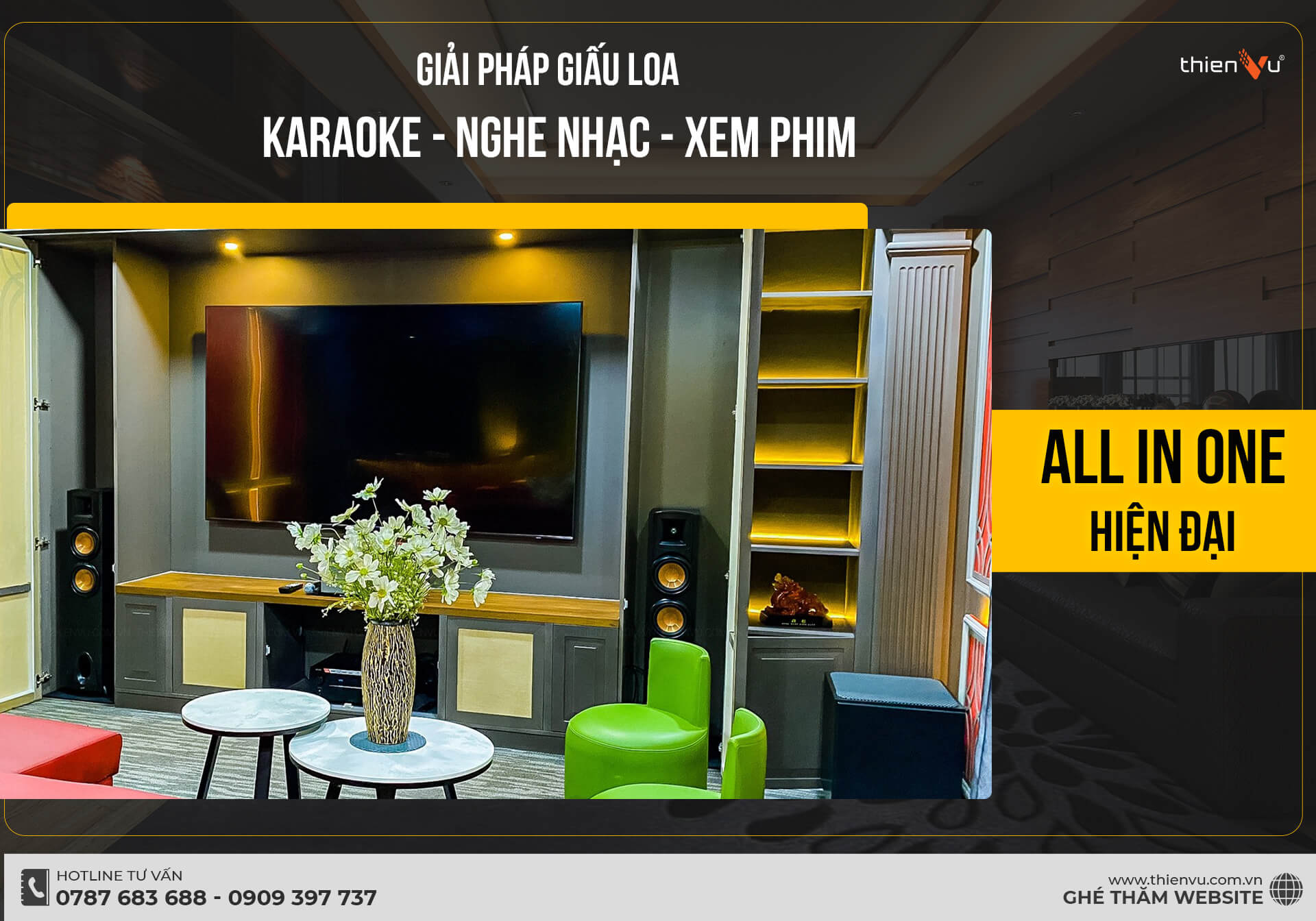 giải pháp giấu loa nghe nhạc karaoke xem phim trong âm thanh all in one