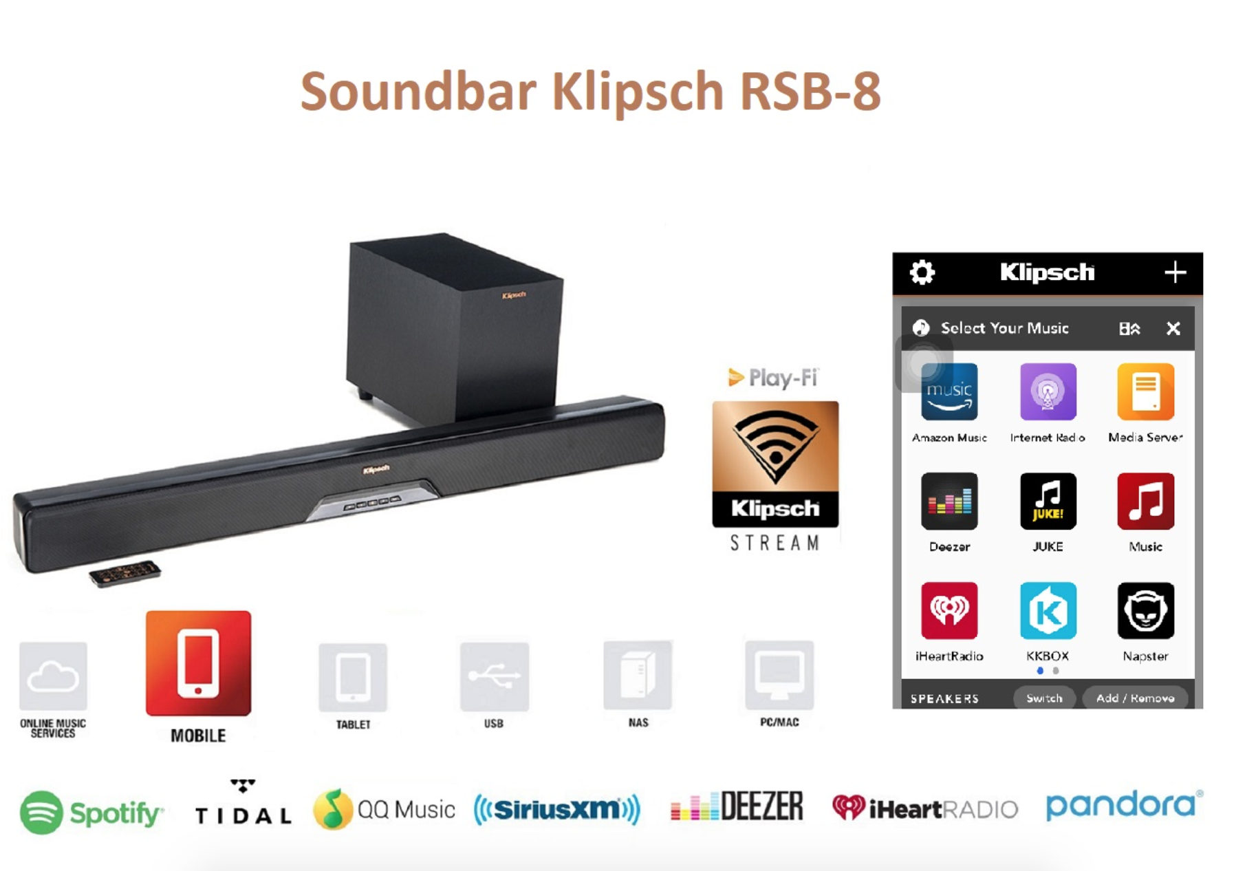 kết nối wifi stream soundbar klipsch