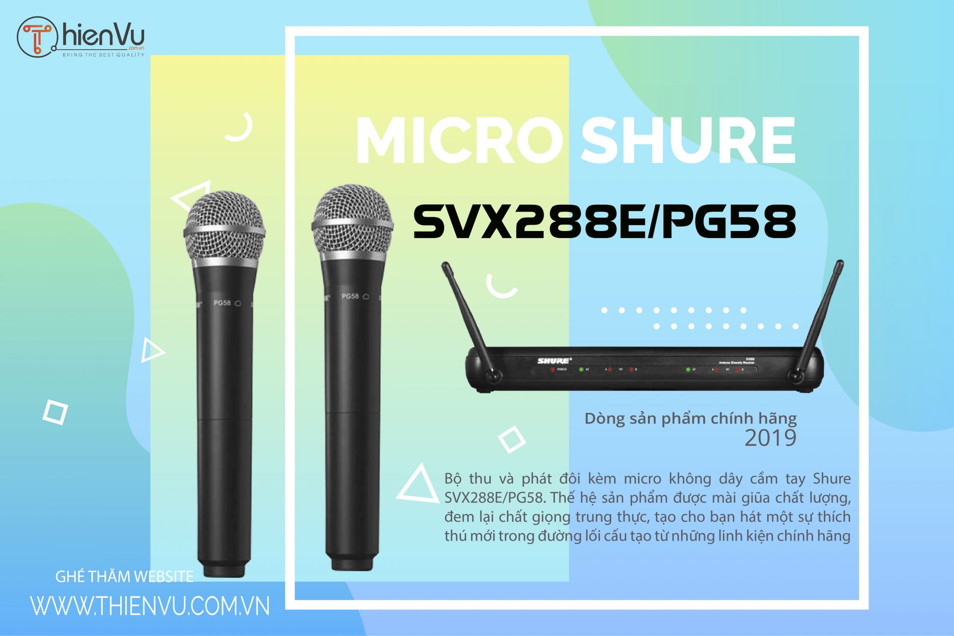 Micro Shure SVX288E/PG58 Chính Hãng