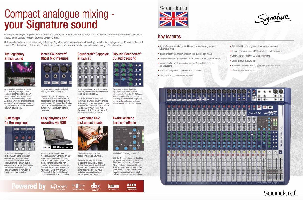 Mixer Soundcraft Signature 22 MTK chính hãng