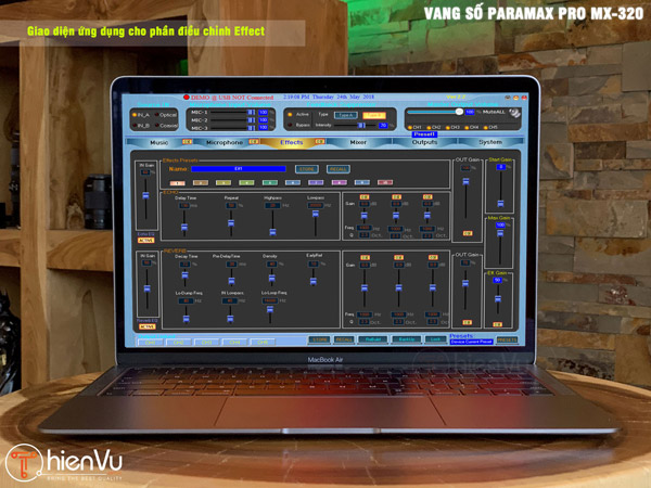 giao diện chỉnh Effect trên mixer MX 320