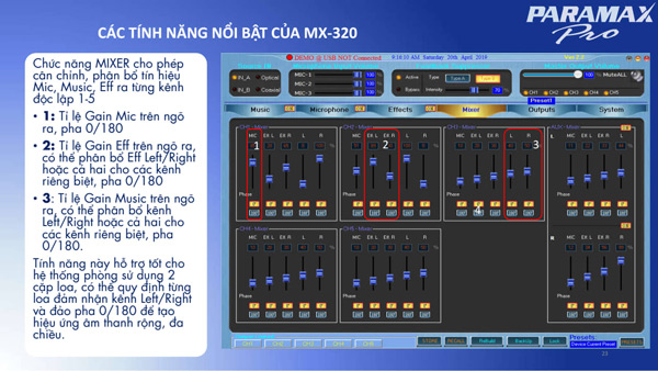 đặc điểm nổi bật mixer paramax mx 320