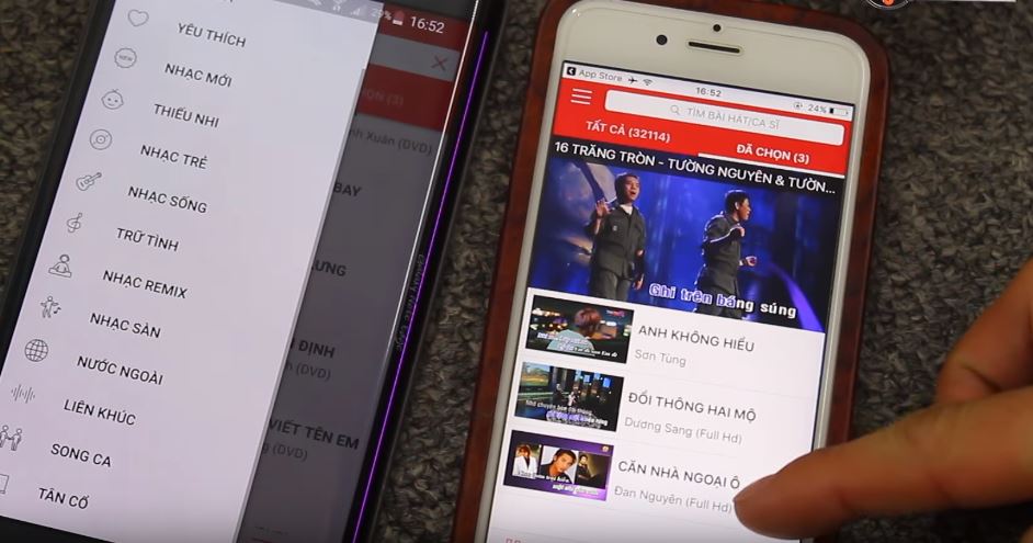 tìm bài hát karaoke trên điện thoại